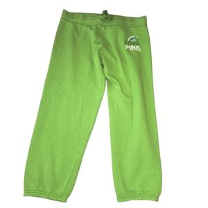 VICTORIA'S SECRET PINK 2005 Sz L Y2K Logo Graphic Green Lounge Sweatpants